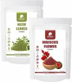 Amazercare Hibiscus + Neem Powders Combo 100% Natural For Hair & Growth (2 Pouches, 175 + 150 Gm) Anti Dandruff, Healthy Hair Care Combo