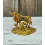 GiftNagri Gold Handicraft Kamdhenu Cow and Calf Statue for Home Decor and Gift Small Size Gold Finished Kamdhenu Cow & Calf Figurine Idol for Home Decorative/Office/Gifting/Pooja