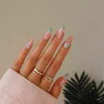 Jewels beauty Artificial Nails Press On Nails Fake Nails False Acralyic Women Nails Girls Nails Short Nails long Nails Gel Finish Manicure Nails kit of 24 Nails with Glue-brown/green