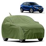 FABTEC Waterproof Car Cover for Toyota Glanza Ultimate Protection-Mirror Pockets,Triple Stitched, Full Bottom Elastic with Microfiber Duster (Olive Green with Black Piping)