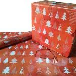 eVincE Christmas Wrapping Papers | Red Xmas Tree Graphics : Fact filled Patterns : Pack of 25 sheets : 70 x 50 cms