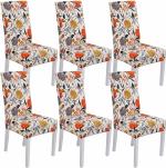 WORBAX Orange Flower Floral printed Elastic Dining Chair Cover Set of 6 (65 x 50 cm) Model - 03C