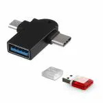 Red Champion Usb Type B and Usb Type c 2in1 Otg Adapter, Usb 3.0 to Type-c With Micro-usb Port Converter High Speed Data Transfer for Pc, Tablets, Laptops and Cellular Phones