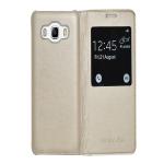 Coverage Window cut stand view Light weight leather Flip Cover for Samsung Galaxy J5 2016 - Executive Golden