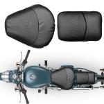 AllExtreme EXNPSBL PU Leather Seat Cover Compatible with Bullet Classic 350cc and 500cc, Anti Skid Split Cushion for Motorcycle Bike (Black)
