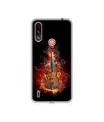Casotec Burning Violin Design Printed Silicon Soft TPU Back Case Cover for Motorola Moto E7 Power