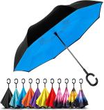 Coku Black And Blue Solid Plastic C Shape Handle Umbrella - L (20 X 11 X 5 Cm)