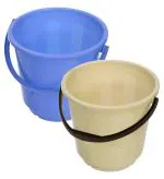 Kuber Industries Bucket|Plastic Bucket for Bathroom|Bucket for Bathing|Unbreakable Bucket with Handle|16 Liter|Pack of 2 (Blue & Yellow)