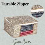 CABTY Printed Fabric Saree Cover | for Storage Luggage Packing Bag | Clothes Organiser | Transparent Window Cover | Cover Bag for Saree, Blanket, Garments, Toys, Books Suit, Dress, Traveling | Saree Protector | Saree Closet Organizer (PackOf 6)