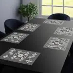 Dakshya Industries Pack of 6 Table Placemat/Dining Table Mat Multipurpose Black