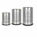 OPR Stainless Steel Perforated Open Dustbin, Trash can, Garbage Bin, Paper Bin| Round Shape Silver Color use for Home, Office, Kitchen, Bathroom Perfect for Small Spaces Pack Of 3(6,10 And 18 Liters)