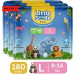 LittleSmile Better Dry Feel Baby Diaper Pants | Large | Pack of 3 - L (180 Pieces)