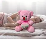 no.1 first choice Plush Cute Sitting Teddy Bear Soft Toys with Little Heart and Foot Print, Pink 50 cm