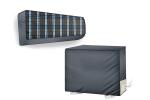 The Furnishing Tree Grey No67 PVC Checkered Indoor And Outdoor AC Cover Set For 0.8 Ton Daikin FTL28 24.1 X 82.5 Cm (Pack Of 2)