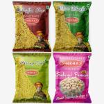 Shekhaji Assorted Namkeen Combo 400g (Pack of 4, 100gm Each) Bhujia Sev, Aloo Bhujia, Moong Dal, Salted Peanuts,