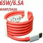 CLAT USB Type C Cable 1.000000001 m 65W-10W/6.5A VOOC/WARP/DASH/DASH/SUPERVOOC/SUPERDART CHARGER CABLE    (Compatible with mobile, Red, One Cable)