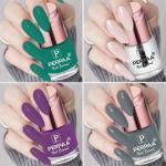 Perpaa Sea Green, Transparent, Purple, Ash Grey Nail Polish (Pack Of 4)