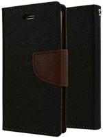 AmericHome Oppo A37, A37f, A37fw, A37m Brown Artificial Leather, Rubber, Cloth Grip Case Flip Cover