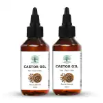 Organic Indus Cold Pressed Castor Oil - 100% Pure & Natural, Hexane-Free, Versatile Oil for Skin, Hair & Eyelash Growth, Hydration & Moisturization, Rich in Omega Fatty Acids, Vitamin E - 50ml (Pack of 2)