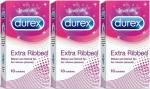 Durex Extra Ribbed Condom (3 Packs, 10 Condom Each)
