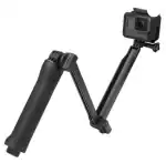 Tech Gear 3-Way Monopod Grip Tripod Foldable Selfie Stick Compatible with Go Pro Tripod (Black, Supports Up to 500 g)