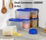 Leadder Kitchenware Oval Type Modular Plastic Storage Containers 1000 ml ( Set of 6 )