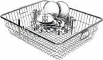ROTTO Silver Stainless Steel Multifunctional Dish Drainer Basket for Kitchen 17x22x8inch