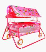 S. S Steelo Art Baby Crib and Cradle Two in One (Eva Pink)