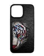 TREEMODA NIMMY Tiger 3D Embroidery Leather Back Case Cover for iPhone 13 Pro.