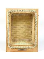 Habere India-All the Cultures Fabricating India Store Beige Rectangular Wicker Basket with Channel, 16.3 x 20 x 8 inch