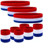 Toyshine 9 Pieces Sweatbands Set, Includes Sports Headband and Wrist Sweatbands