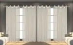 Gharsaaz Tissue Flip Flop Cream 7Ft Curtain Set of 4