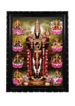 EMPEROR ART GALLERY, photo frame of God Venkateswara Swamy with Lakshmi with wood frame and measures 17.5 x 13.4 inches.
