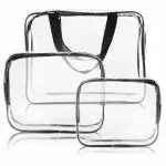 WN BAGS Plastic Travel Toiletry Bag, Makeup. Cosmetics & Jewelry Organiser, Travel kit - Set of 3 Pieces, Silver