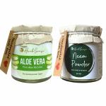 Herbsense Pure Aloe Vera Gel & Neem Powder For Skin & Hair, Neem Face Pack , Combo Pack of 2 Incomplete