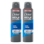 Dove Men+Care Cool Fresh Dry Spray Antiperspirant Deodorant, Up To 48 Hrs Protection From Sweat & Odour, Instantly Dry For Cleaner Feel, Dermatologically Proven Formula, Soothes & Moisturises Skin, Clean, Refreshing Scent, 150Ml (Pack Of 2)