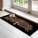 Only Mat Black and Brown Long Tree Design Coir Floor Mat (120 cm x 40cm)