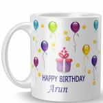 MM9E ''Arun'' Happy Birthday Name Printed Coffee Mug , Arun Name Mug, Gift for Kids, Friend, Birthday Wish, Happy Birthday Gift, Husband, Brother Ceramic Coffee Mug (330ml)