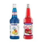 Manama Blue Curacao Syrup and Cranberry Syrup | 750ML Each | Mixer for Mocktails, Cocktails, Drinks, Juices, Beverages | Pack of 2