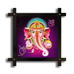 PnF Wood Cross Frame Hand-Crafted With Photo Of Lord Ganesh Ji, 10 X 14 Inch