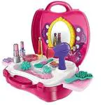 Smartcraft Girl's Bring Along Beauty Suitcase Makeup Vanity Toy (Multi color) - Set Of 21