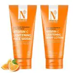 Nutriglow Advanced Organics Vitamin C Lightening Face Wash With Mandarin and Body Lotion For All Skin Types 100gm Each (Pack of 2)