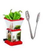 Blue Wonder Stainless Steel Chilly Cutter Cutter With Stainless Steel Momo Tongs and (Multicolour, Pack of 2)