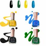Comy Melody Nail Paint Combo Pack of 4 | High Shine Nail Polish For Women - Black, Blue, Yellow & Green (13ML)