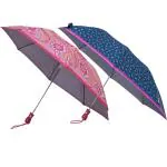 HAPPY 23X8 Print Silver 2-FOLD Umbrellas for Women Open Function with Button (F2+F6) Pack of 2
