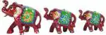 Fashion Bizz Red Paper Mache Elephant showpiece 9 x 3.5 cm ,Pack of 3