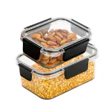 Home-Pro - Food Storage Container | Transparent Container | Capacity 1200 ML / 300ML | Leak Proof | Food Safe & Freezer Safe - Set of 2