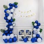 SPECIALYOU.IN 61 pcs Dark Blue birthday balloons for decoration kit for girls, boys artificial palm leaves theme with silver party balloons for decoration for girls