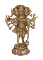 Arihant Craft God Panchmukhi Hanuman Idol Handcrafted Showpiece - 26 cm (Brass, Gold)
