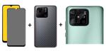 Inclu Ceramic Matte Finishing Screen Protector With Back Carbon Fiber Skin And Camera Tempered Glass For Xiaomi Redmi 10 Power (Combo Of 3)